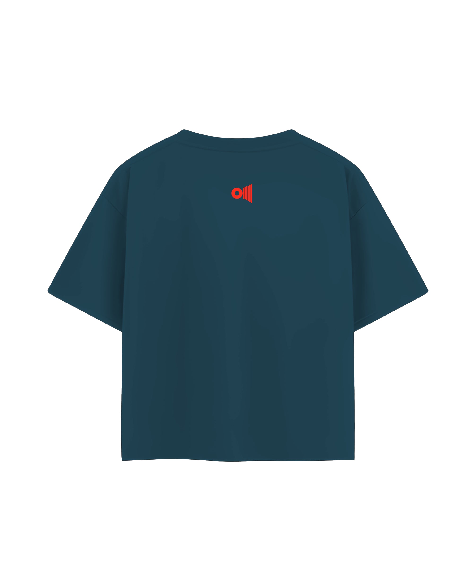 Outspoken navy blue Namaste oversize t-shirt with red logo on the back and short sleeves
