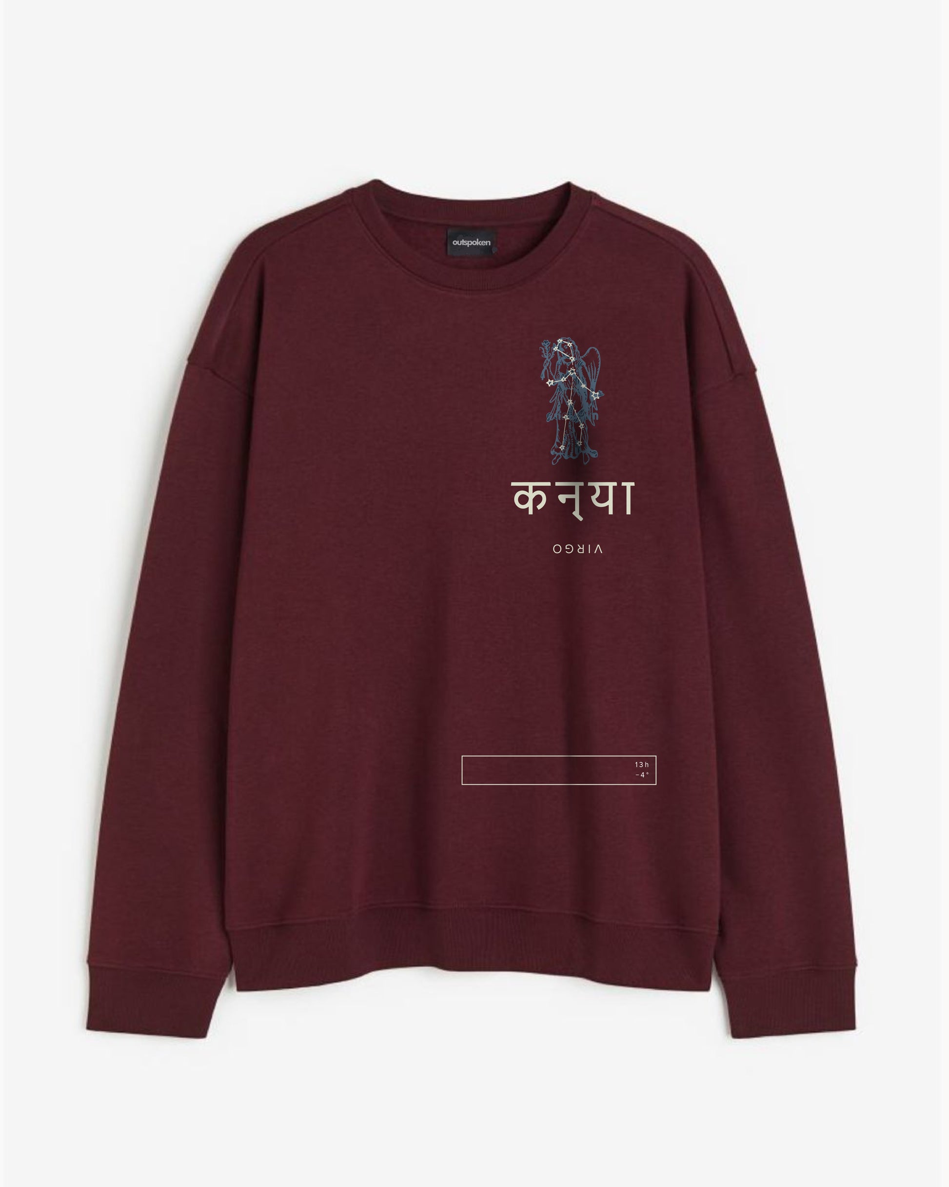 Outspoken maroon Indian culture graphic sweatshirt with traditional design and Odia script