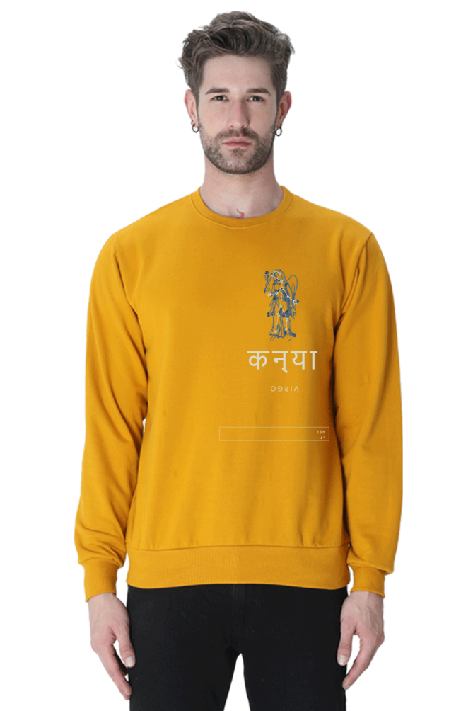 Outspoken mustard Indian culture graphic sweatshirt with traditional deity illustration on front