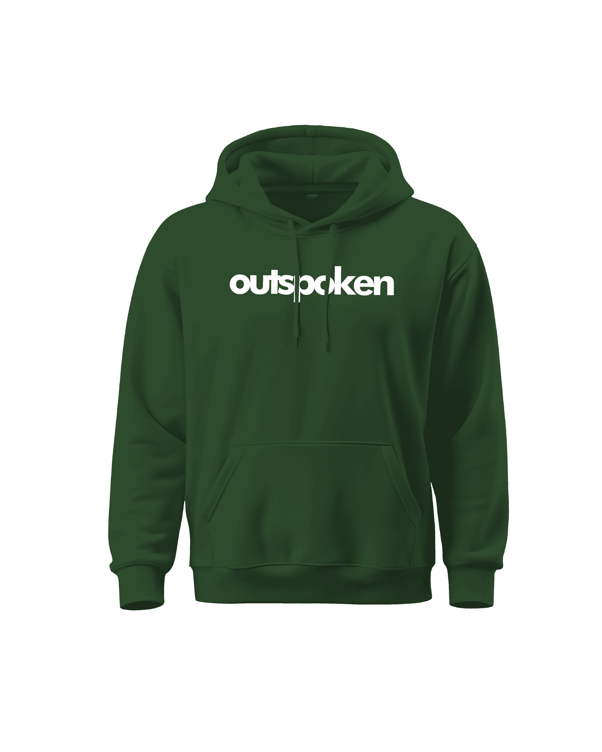 Outspoken green hoodie with white logo print front Indian culture hoodie design