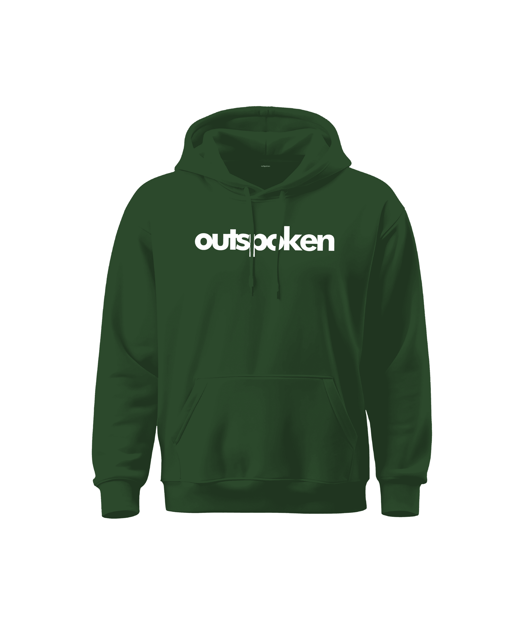Outspoken green hoodie with front pocket and white logo text Indian heritage hoodies