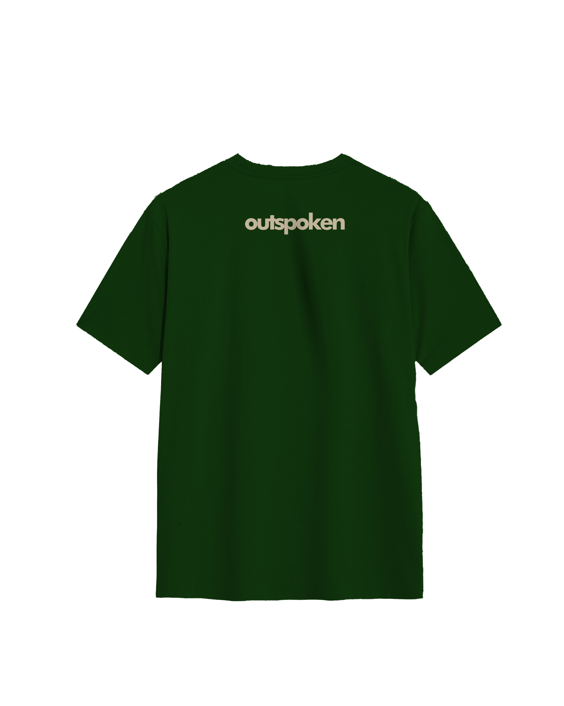 Dark green Kaziranga t-shirt by Outspoken with short sleeves and logo print on the back