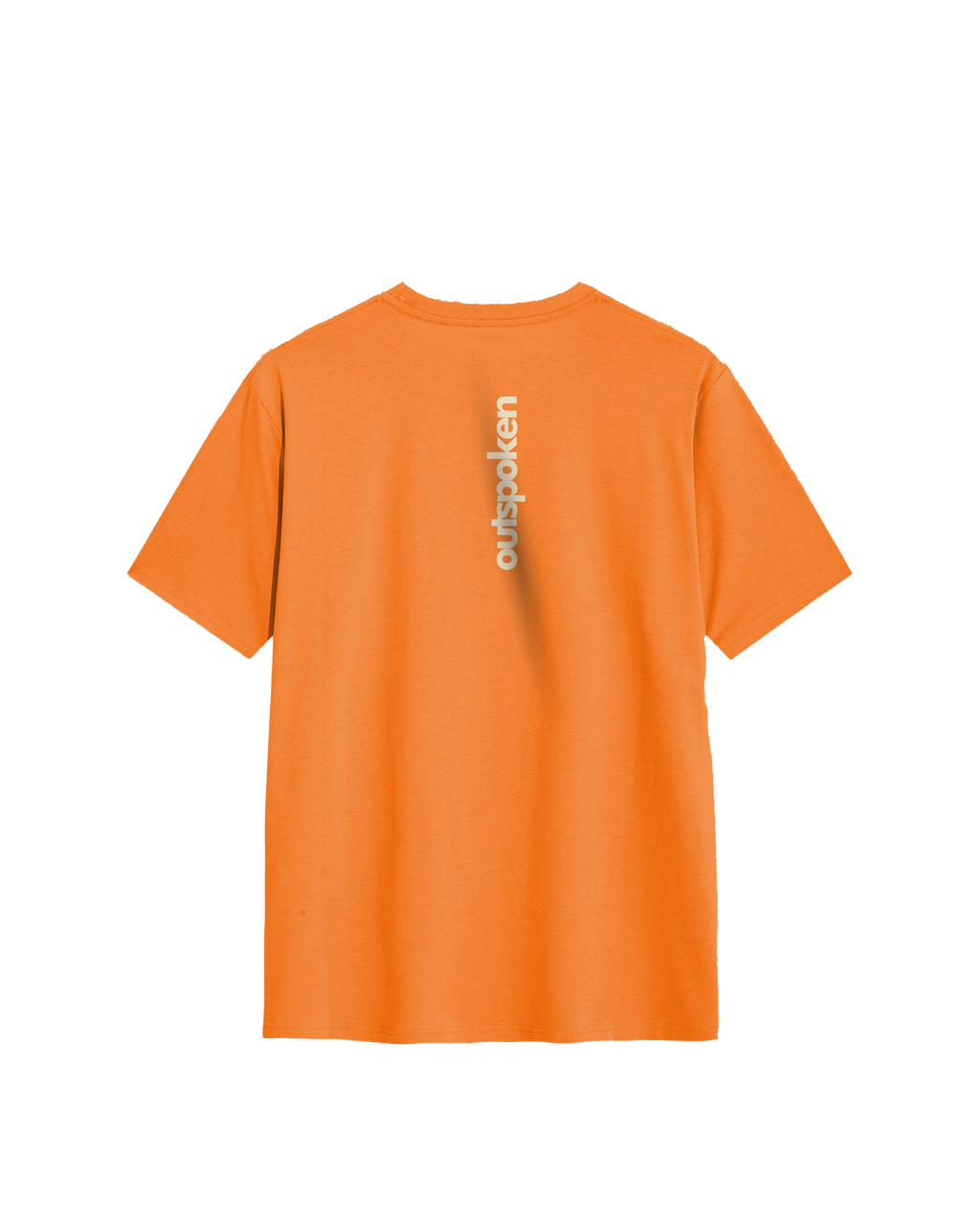 Outspoken orange Indian history graphic tee with vertical white logo on back