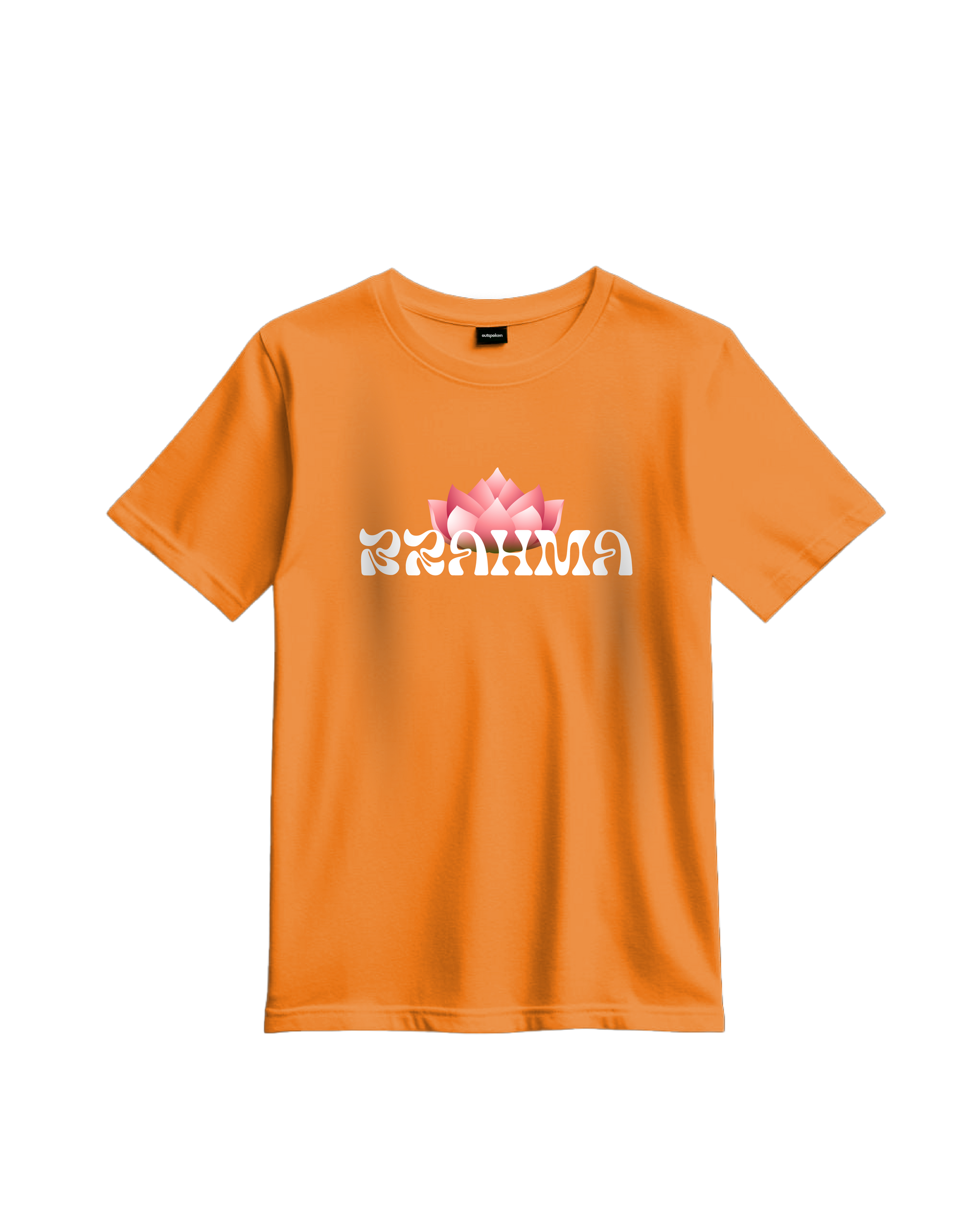 Outspoken classic fit lotus shirt in orange with lotus flower and brahma text design
