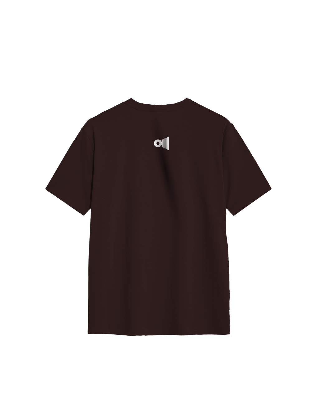 Back view of black Emperor Ashoka t-shirt by Outspoken with small white logo near neckline