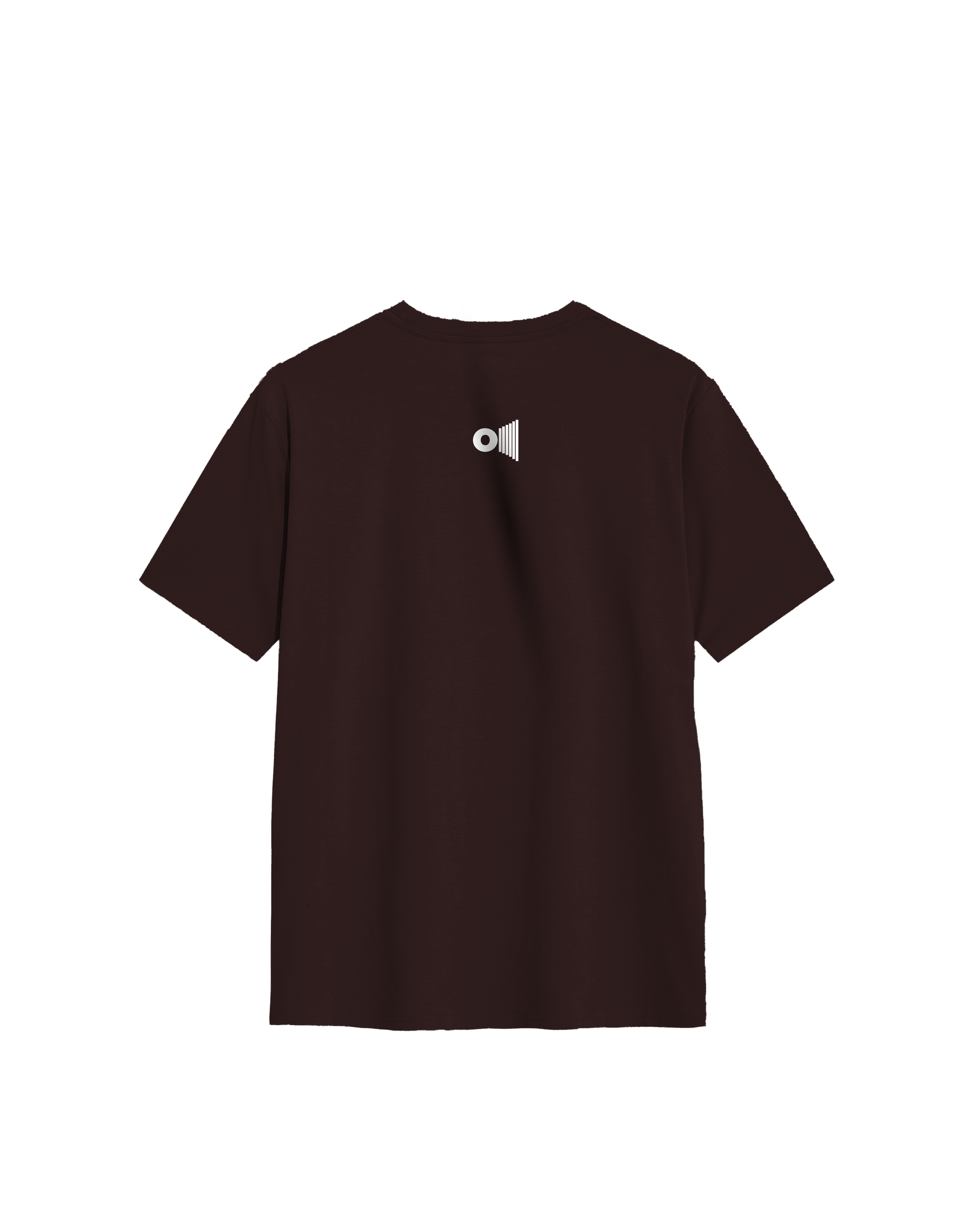 Back view of black Emperor Ashoka t-shirt by Outspoken with small white logo near neckline