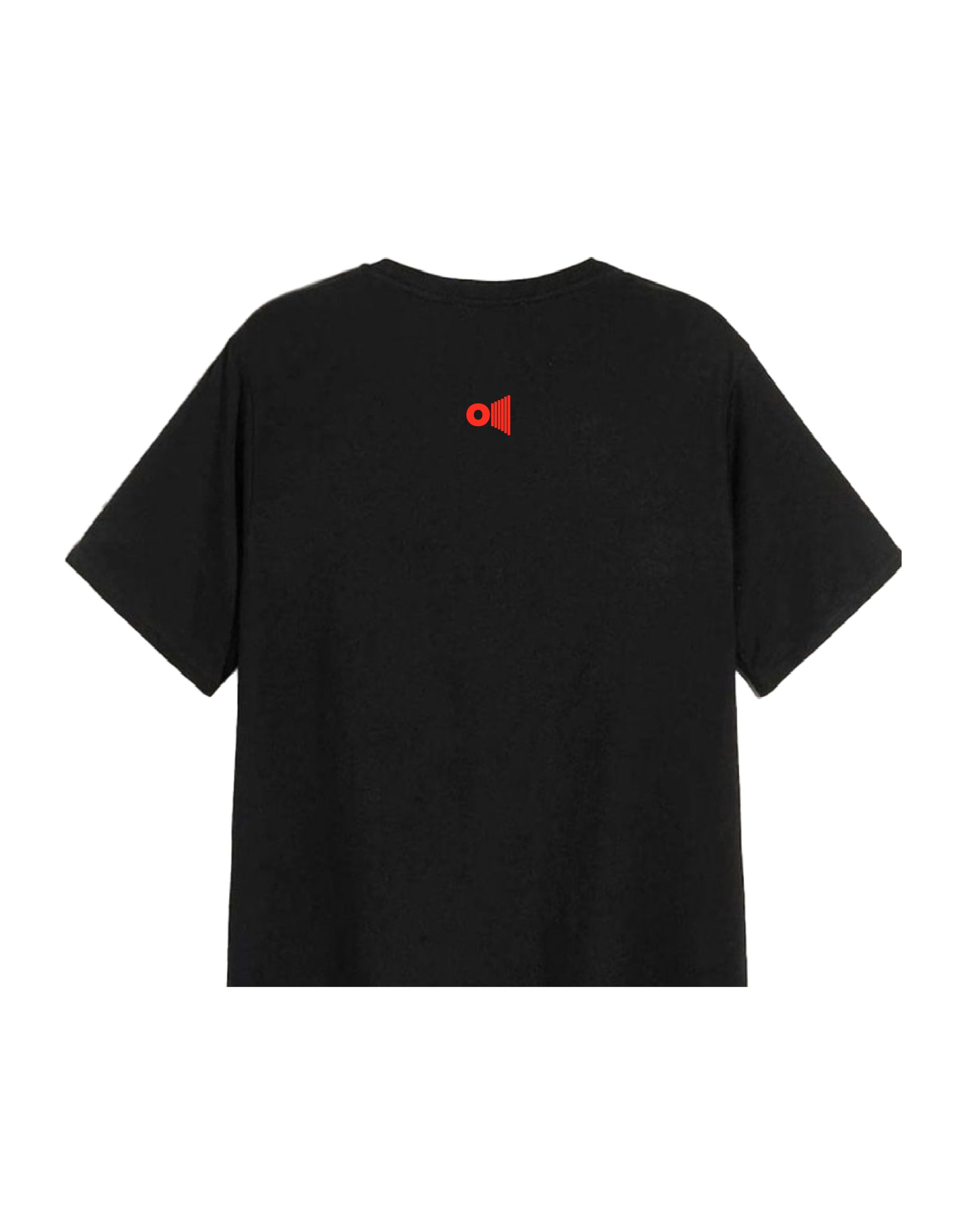 Outspoken black Namaste oversize t-shirt with small red logo on the upper back