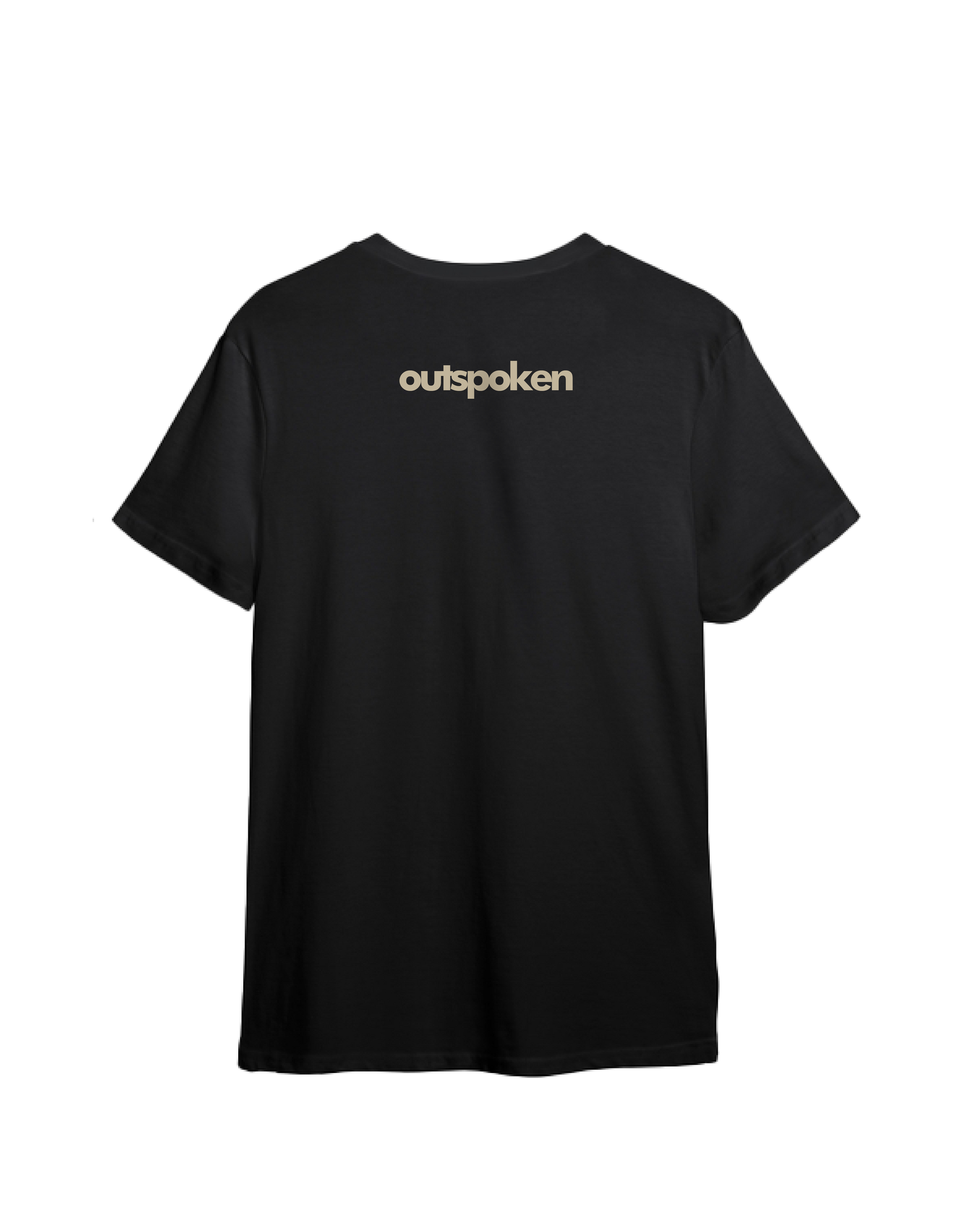 Outspoken black classic fit presidential shirt with logo on back for casual wear