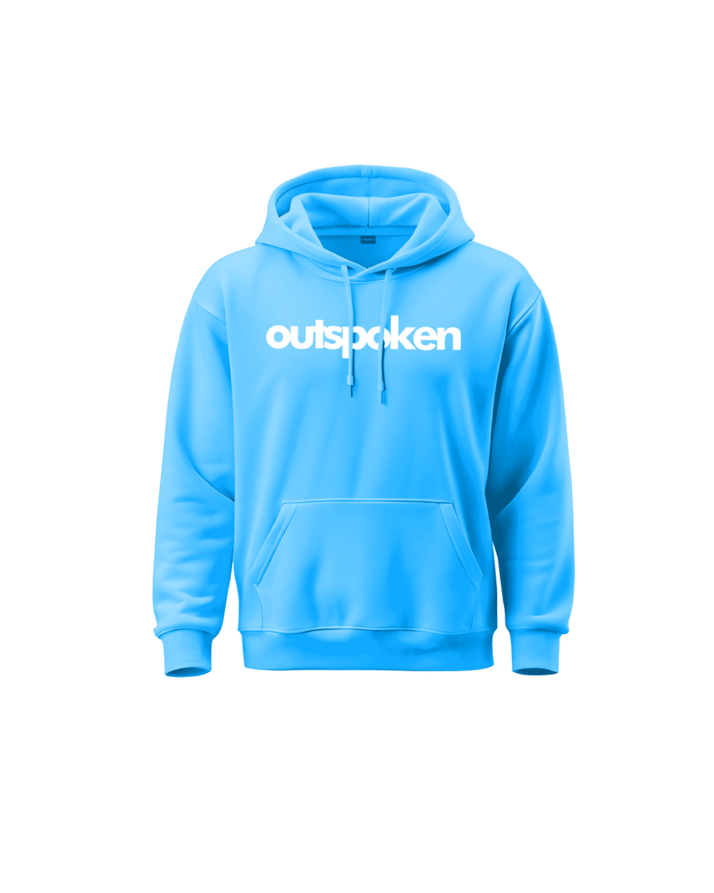 Outspoken blue hoodie with front pocket and white logo text Indian culture hoodie