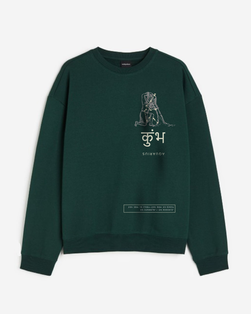 Outspoken green sweatshirt featuring Indian history inspired clothing design with traditional elephant graphic