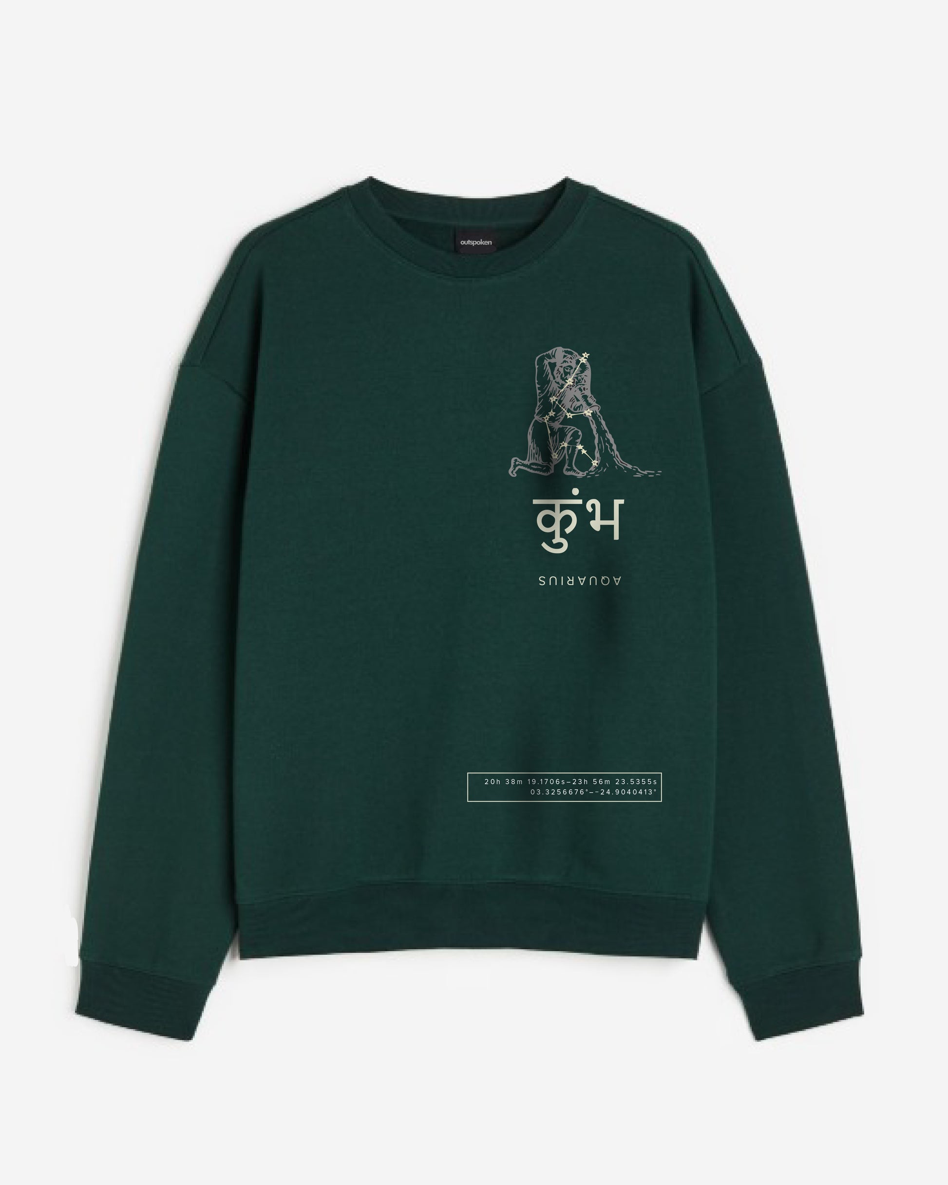Outspoken green sweatshirt featuring Indian history inspired clothing design with traditional elephant graphic