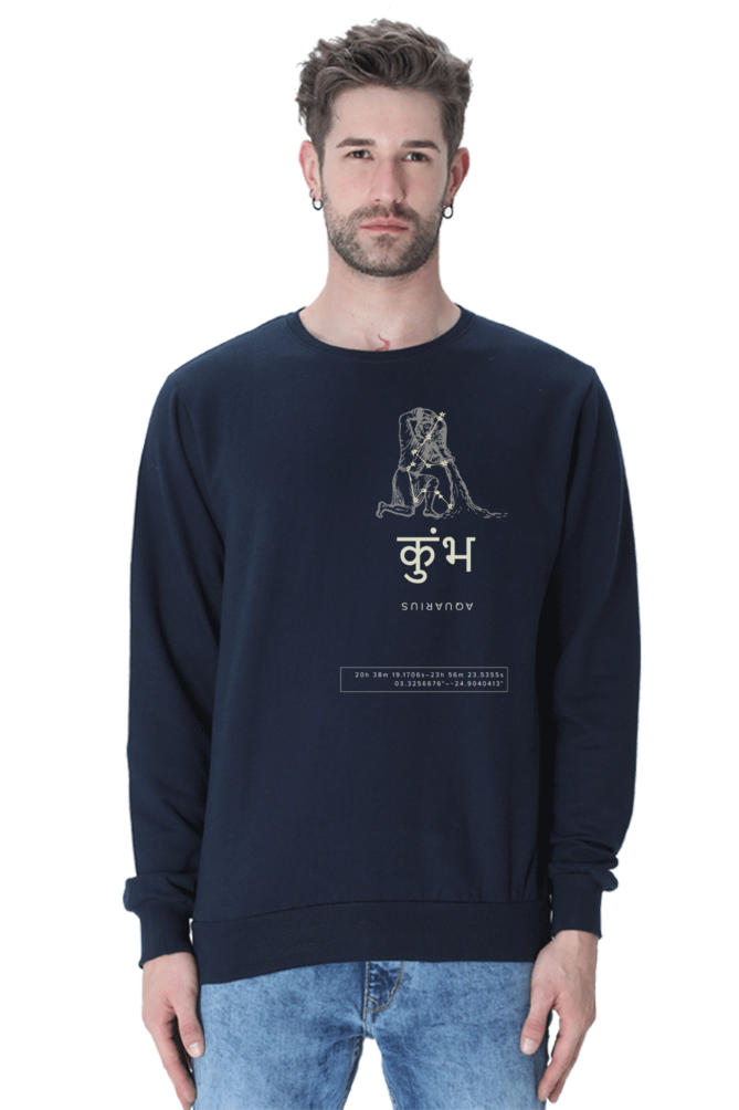 Outspoken navy sweatshirt featuring Indian history inspired clothing design with traditional artwork print