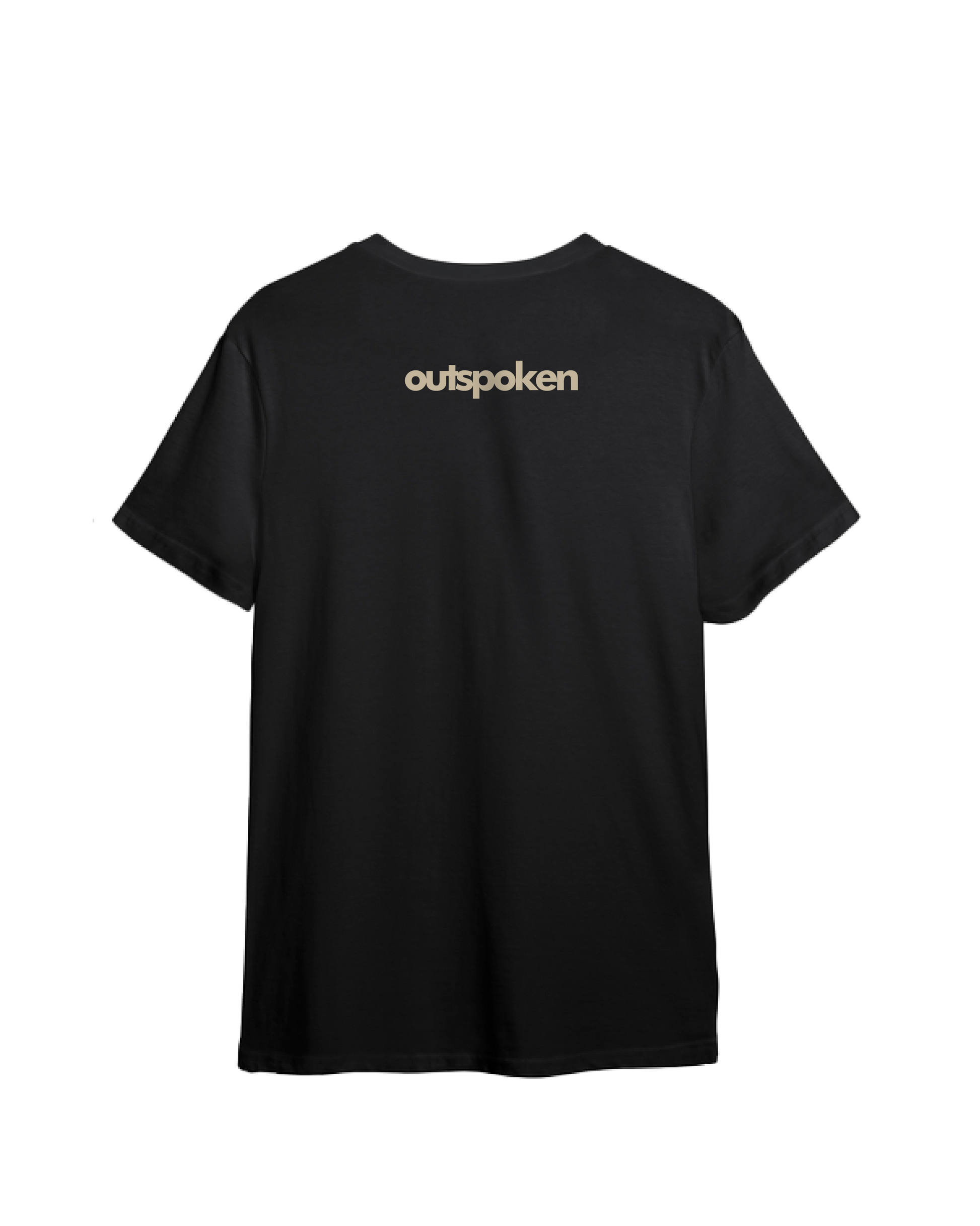 Outspoken black Kaziranga t-shirt with short sleeves and logo print on the back