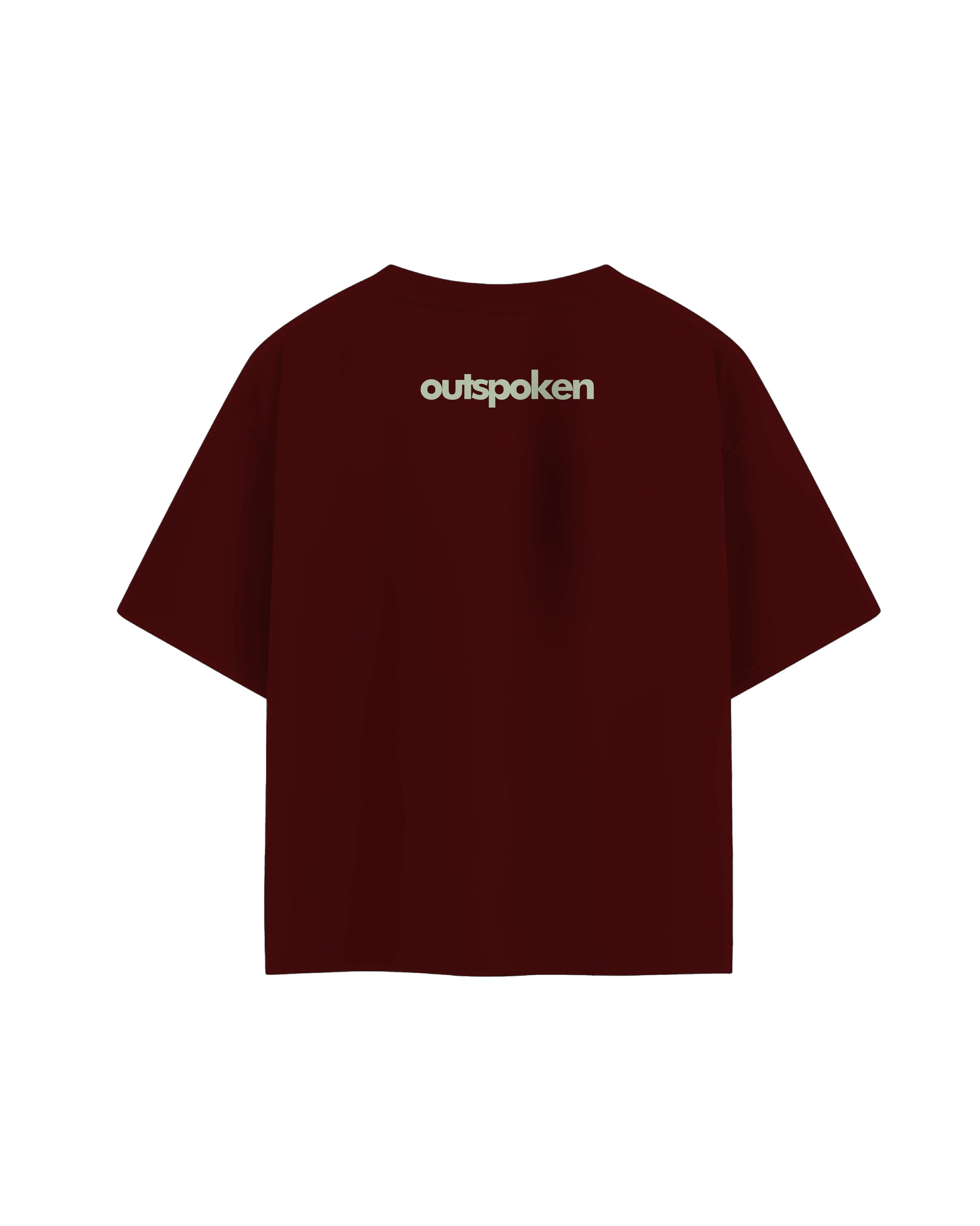 Outspoken Khalsa oversize t-shirt in dark maroon with brand logo on the back