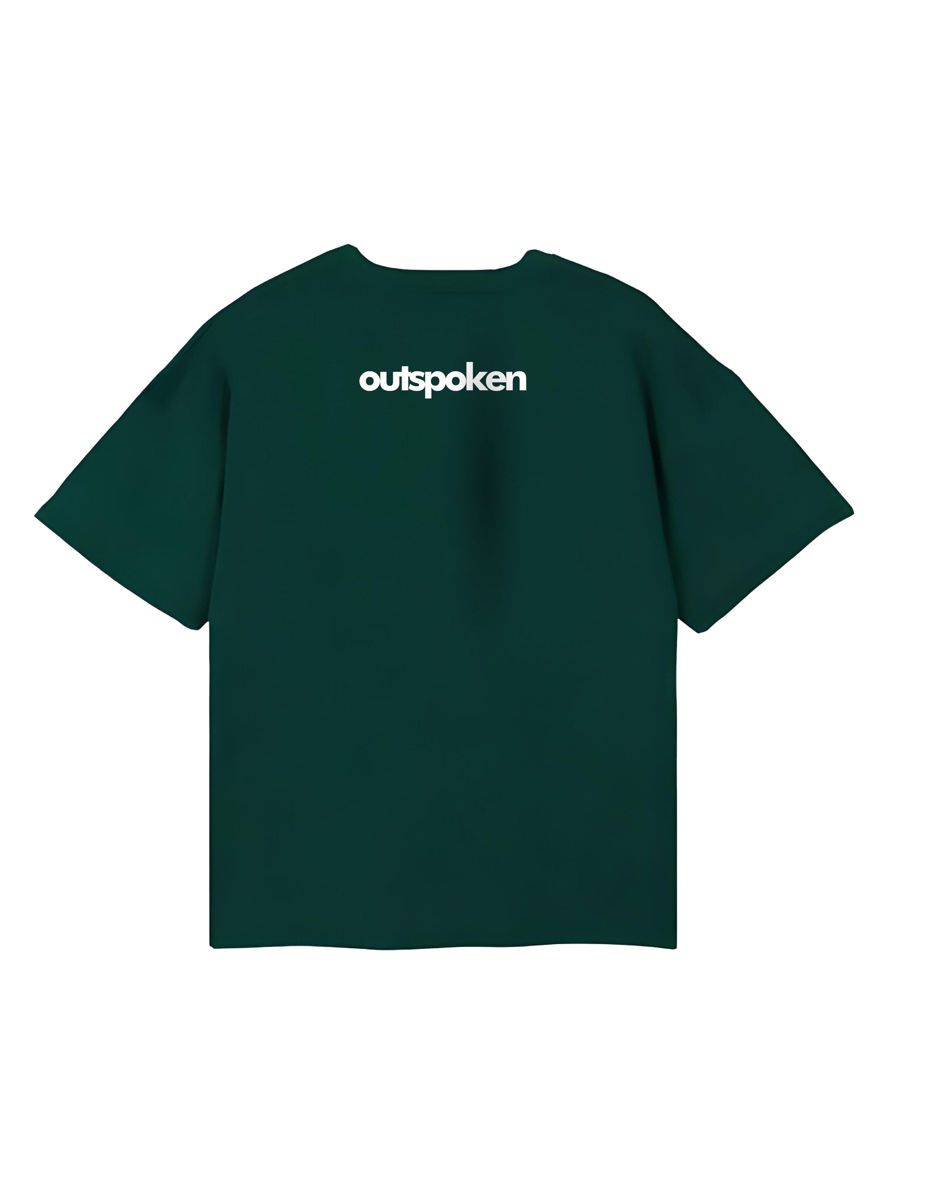 Outspoken Shiva oversize t-shirt in dark green with white logo print on the back