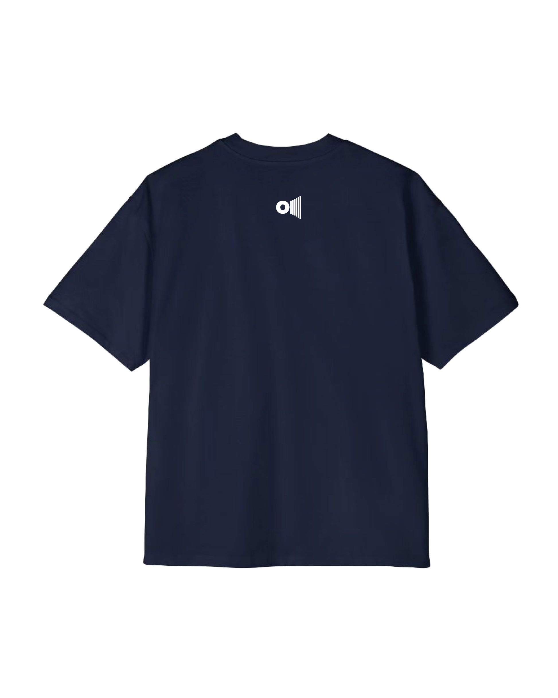 Outspoken navy blue Satyamev Jayate t-shirt with small white logo at the back neckline