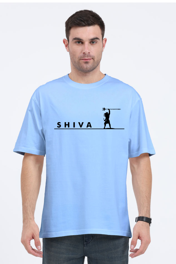 Light blue Shiva graphic T-shirt by Outspoken featuring black silhouette and text design
