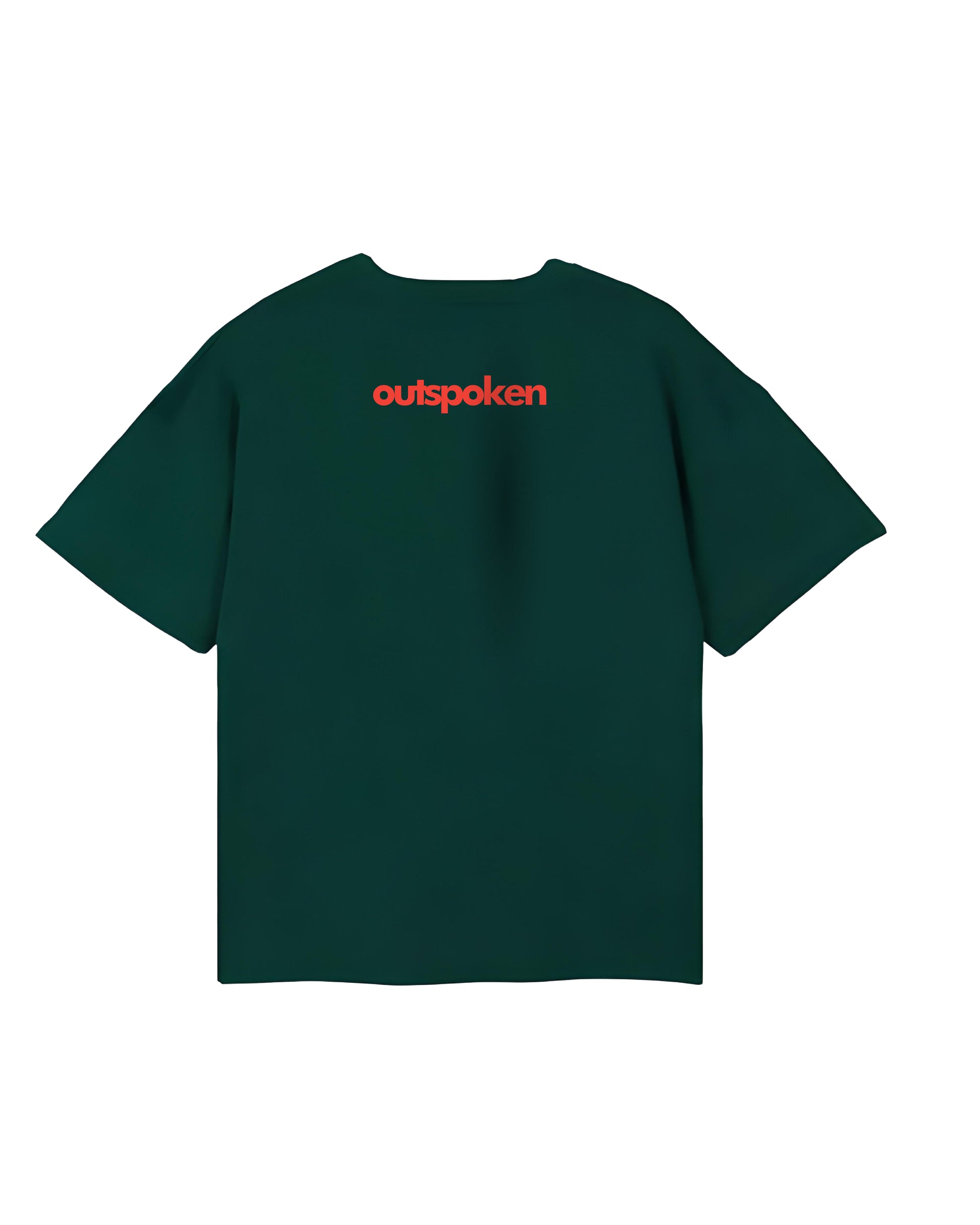 Outspoken brand dark green Shiva Tandav oversized t-shirt with red logo on back