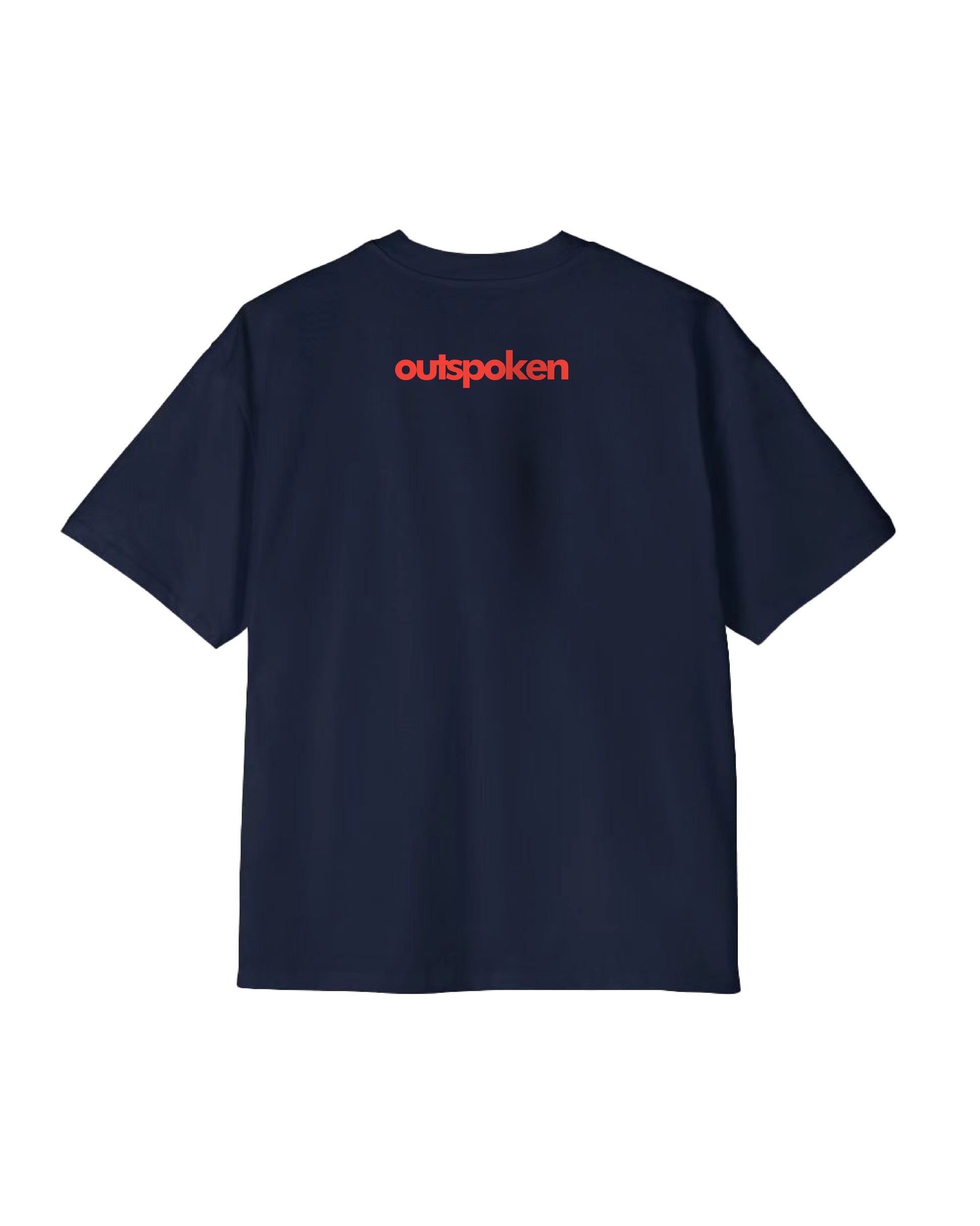 Outspoken black Shiva Tandav oversized t-shirt with orange logo print on the back