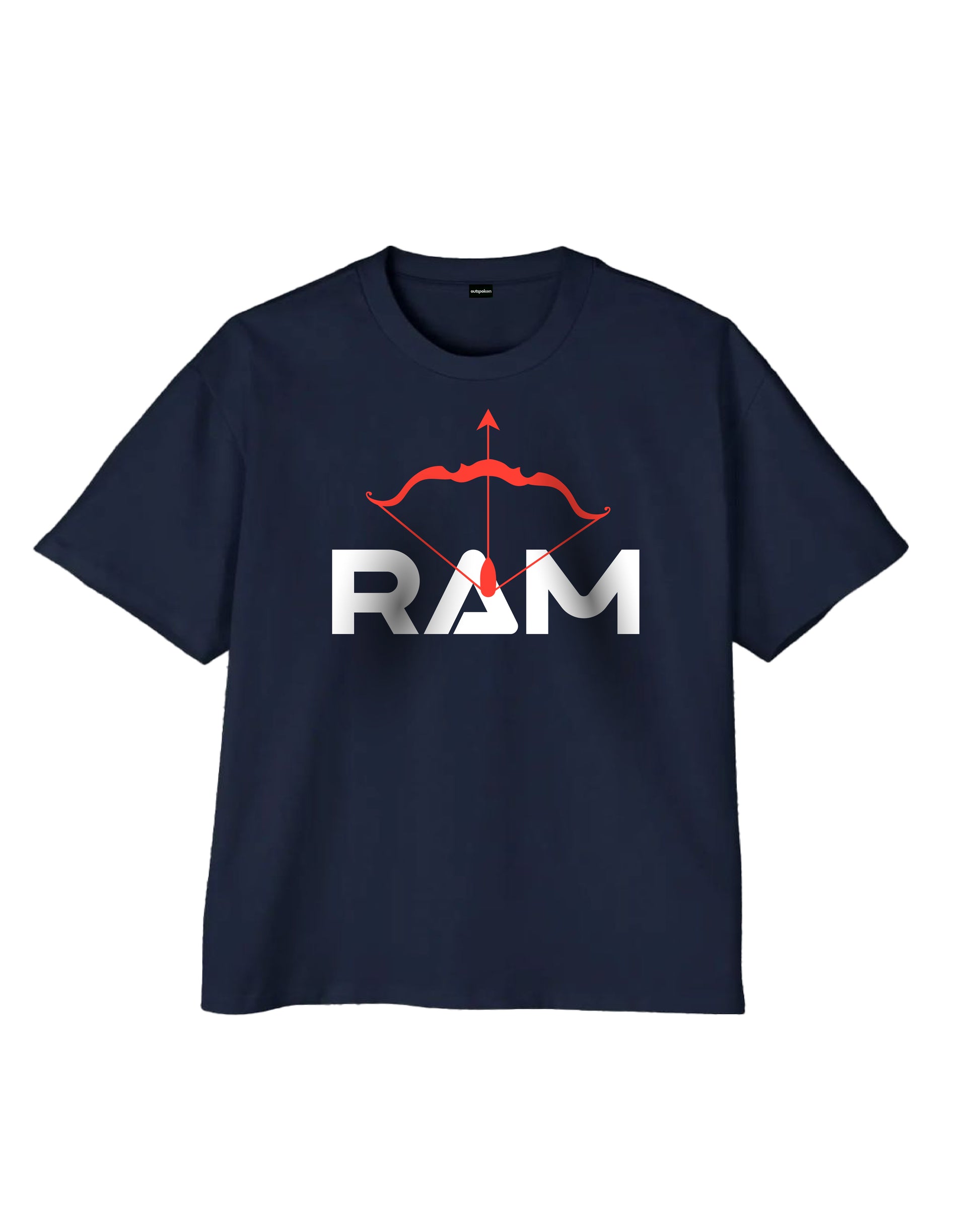 Outspoken navy Shri Ram oversized t-shirt with red bow and arrow graphic on front